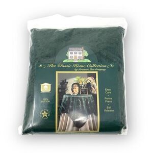 Scranton Lace Company Woven Nottingham Green Natural Table Cloth USA Made 43x43